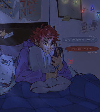 Sk8 the Infinity fanart. Reki texting Langa in the middle of the night.