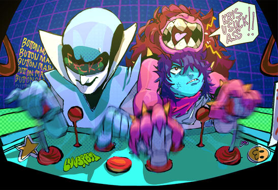 Deltarune fanart. Kris and Susie vs. The Queen