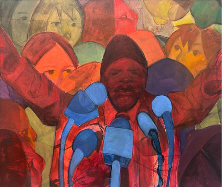 "speaker", acrylic and soft pastel on canvas, 34"x40"