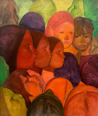 "listeners", acrylic and soft pastel on canvas, 34"x40"